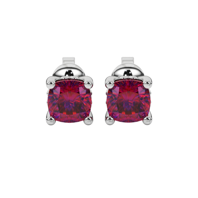 Raspberry Red gemstone stud earrings in white gold