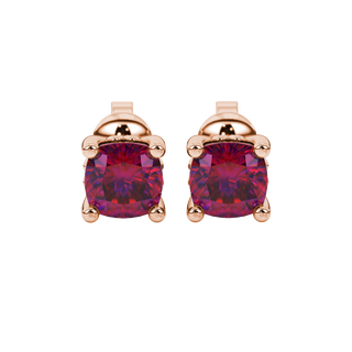 Raspberry Red gemstone stud earrings in rose gold