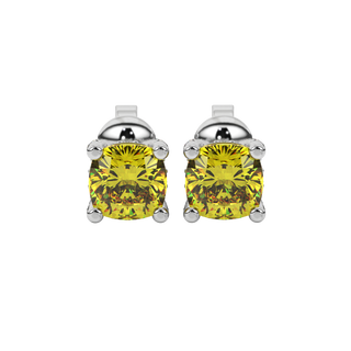 canary yellow gemstone pavé basket stud earrings in white gold