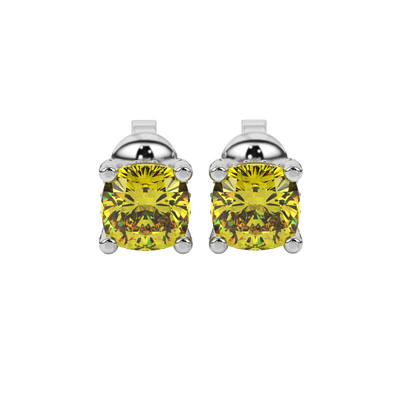 canary yellow gemstone pavé basket stud earrings in white gold