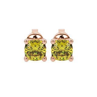 canary yellow gemstone pavé basket stud earrings in rose gold