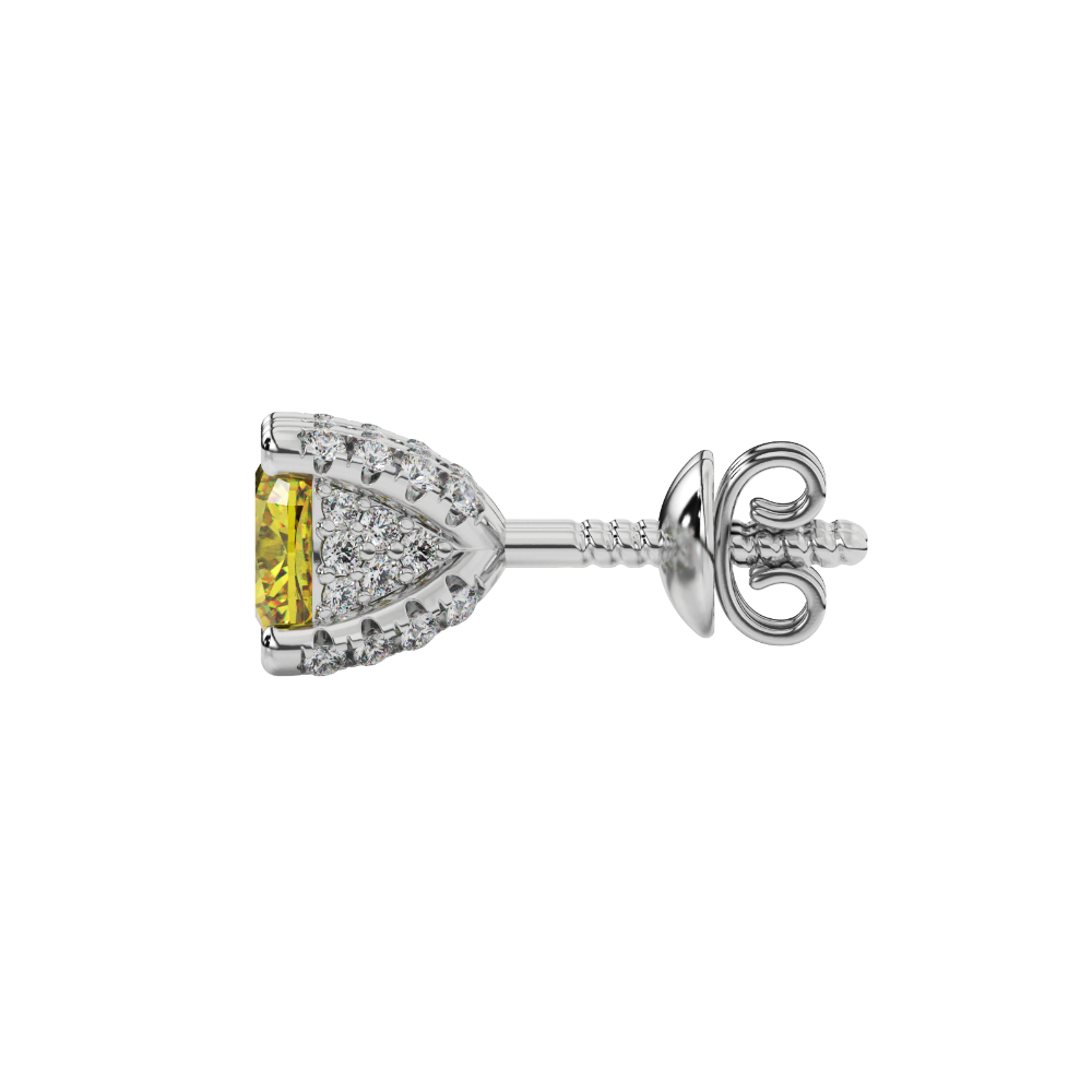 Yellow cushion cut solitaire gemstone ring in rose gold with classic four prong setting