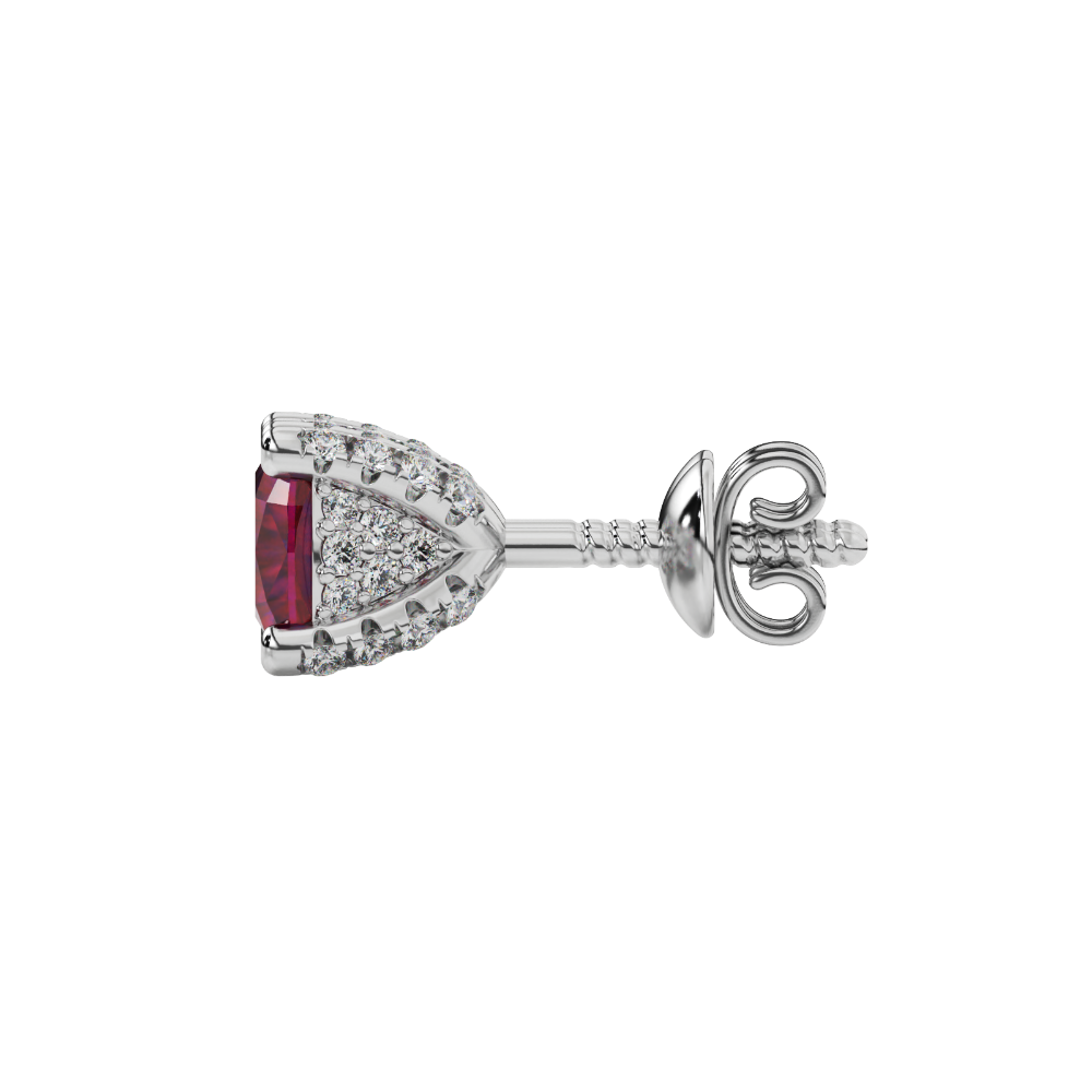 Red cushion cut solitaire gemstone ring in rose gold with classic four prong setting