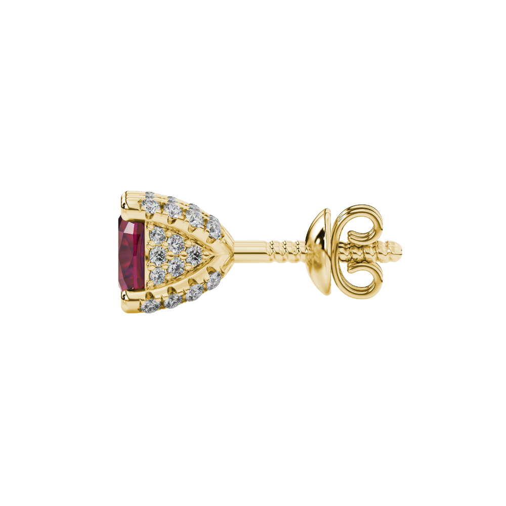Red cushion cut solitaire gemstone ring in rose gold with classic four prong setting