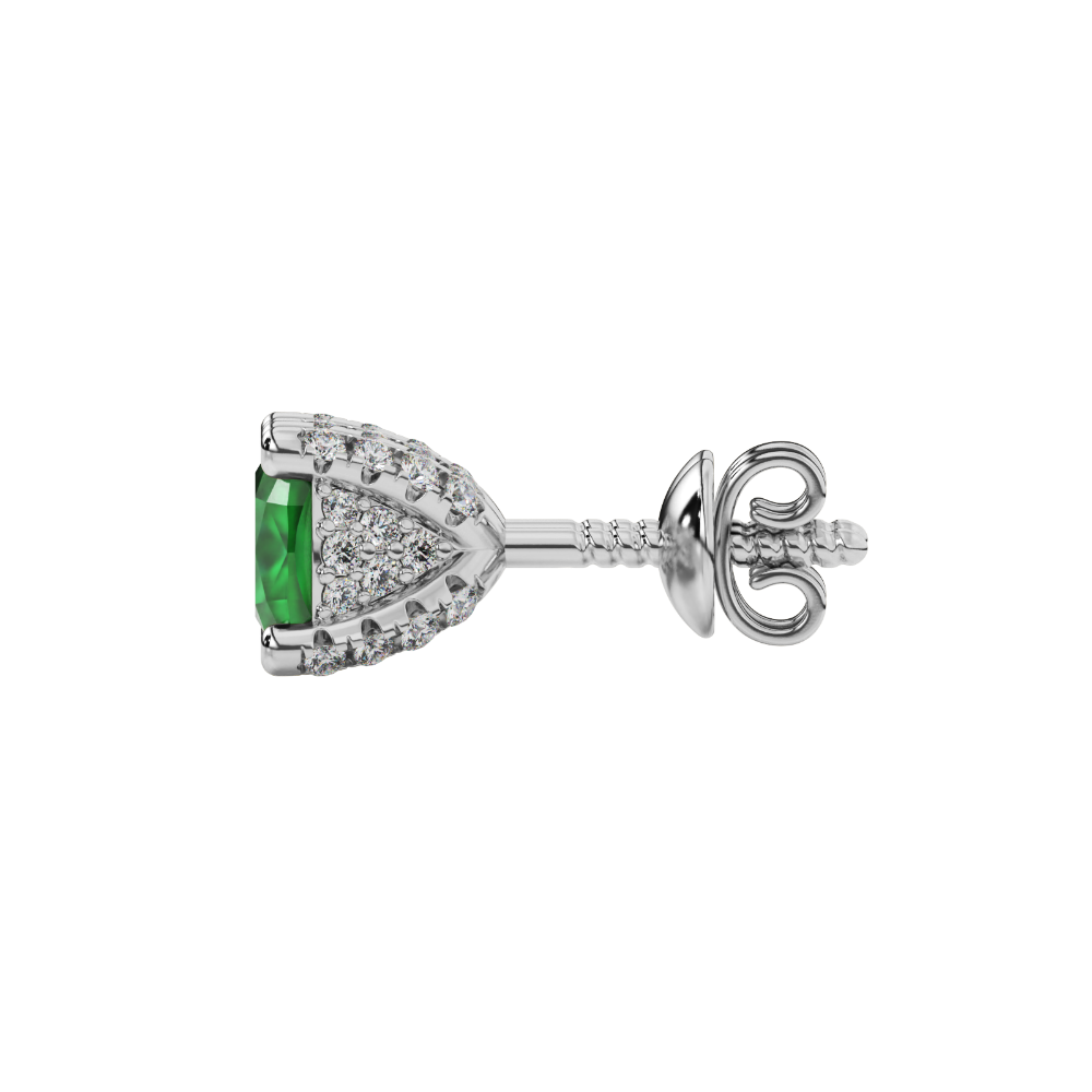Green cushion cut solitaire gemstone ring in rose gold with classic four prong setting