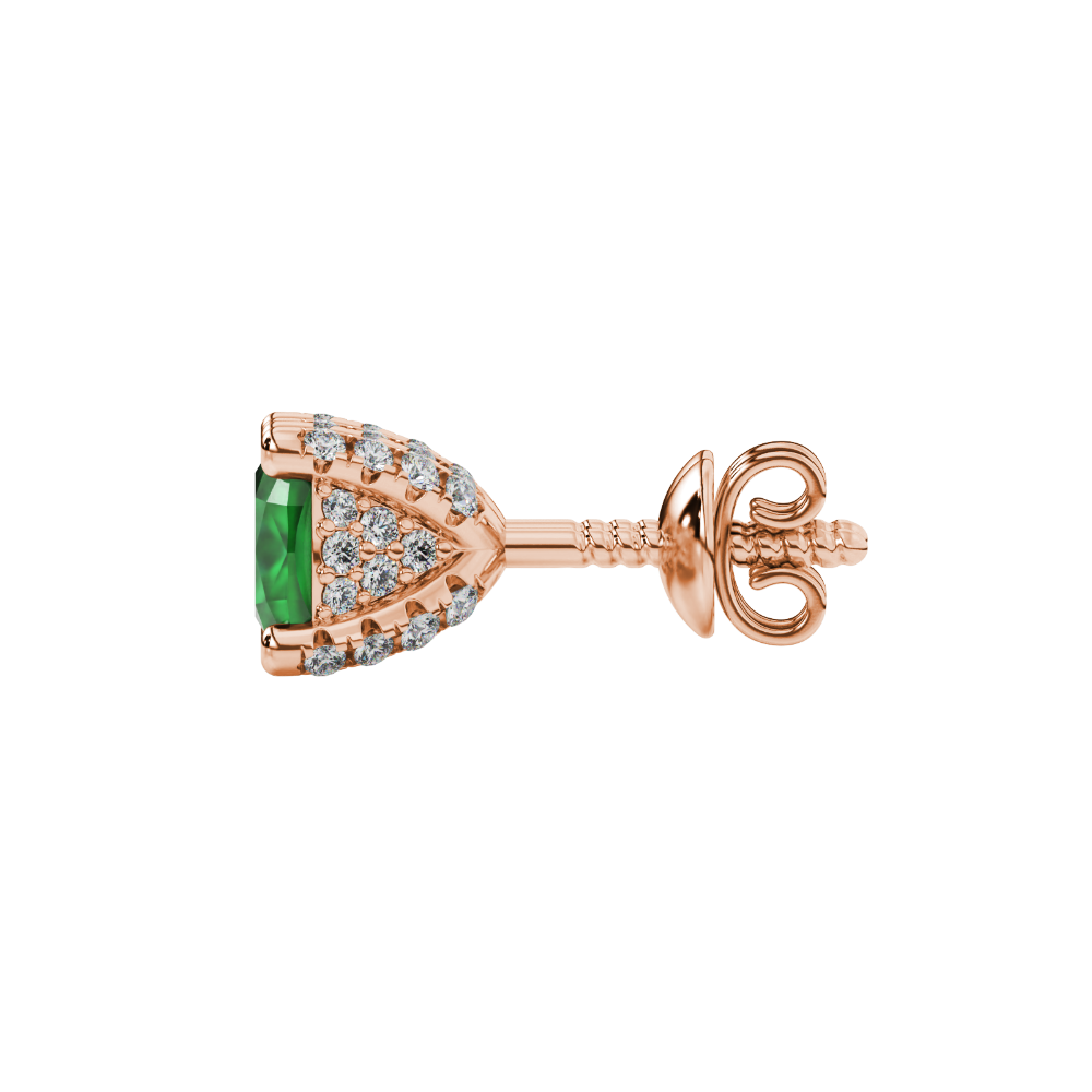 Green cushion cut solitaire gemstone ring in rose gold with classic four prong setting