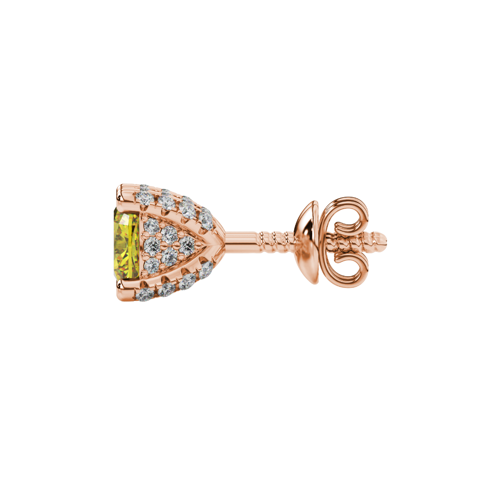 Yellow cushion cut solitaire gemstone ring in rose gold with classic four prong setting