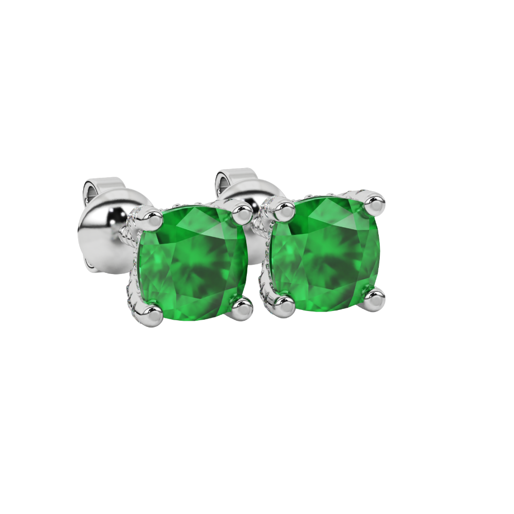 Green cushion cut solitaire gemstone ring in rose gold with classic four prong setting