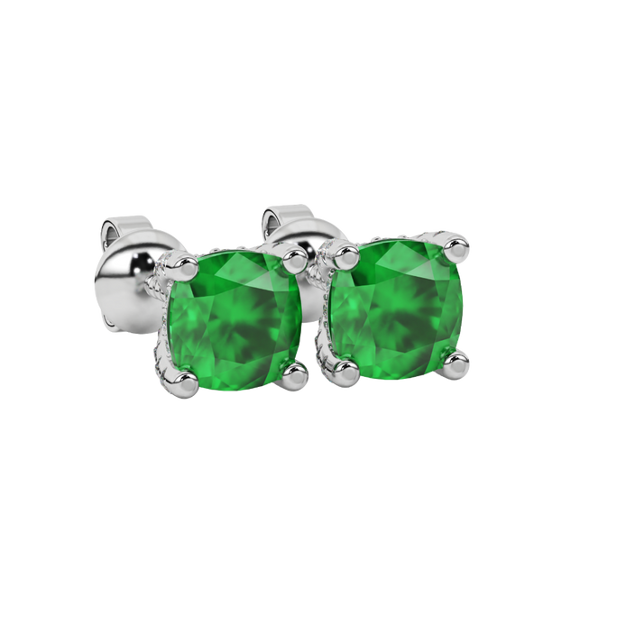 Green cushion cut solitaire gemstone ring in rose gold with classic four prong setting