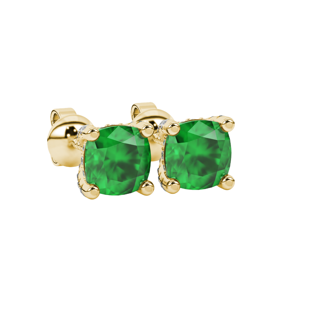 Green cushion cut solitaire gemstone ring in rose gold with classic four prong setting