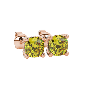 canary yellow gemstone pavé basket stud earrings in rose gold