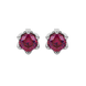 Red cushion cut floral stud earrings in yellow gold with six prong flower setting