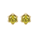 Yellow cushion cut floral stud earrings in white gold with six prong flower setting