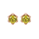 Yellow cushion cut floral stud earrings in white gold with six prong flower setting