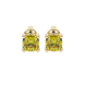 Yellow cushion cut solitaire stud earrings with accent diamonds in yellow gold four prong setting