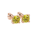 Yellow cushion cut solitaire stud earrings with accent diamonds in yellow gold four prong setting