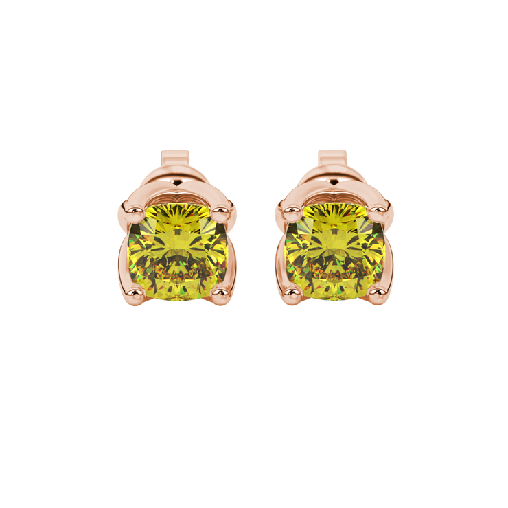 Cushion Cut Tulip Basket Gemstone Stud Earrings