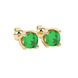 Green cushion cut tulip basket solitaire stud earrings in rose gold four prong setting