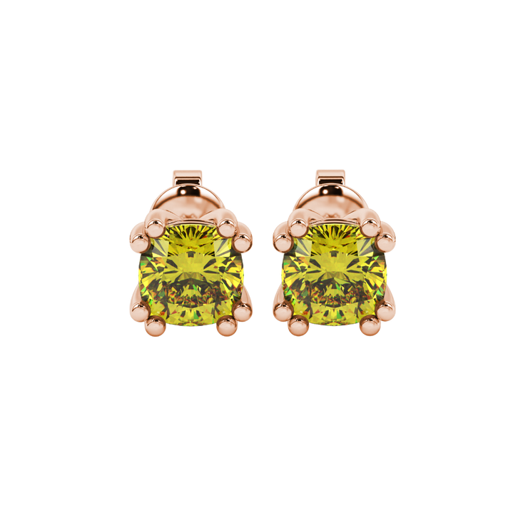 Cushion Cut Vintage Basket Gemstone Stud Earrings