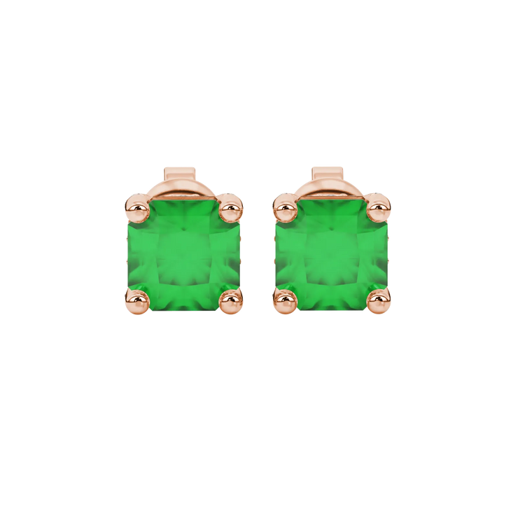 Radiant Cut Pavé Basket Gemstone Stud Earrings