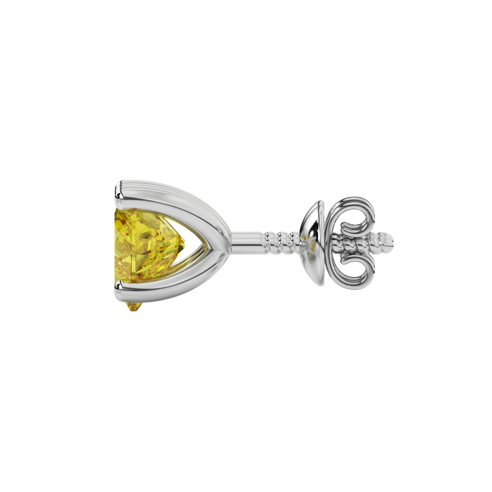 Canary Yellow Heart Cut Gemstone Solitaire Stud Earrings in Yellow Gold