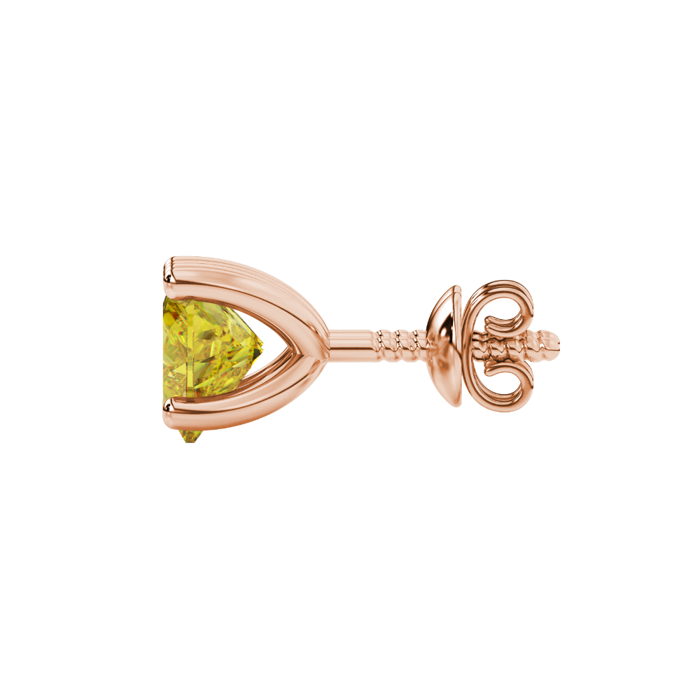 Canary Yellow Heart Cut Gemstone Solitaire Stud Earrings in Yellow Gold