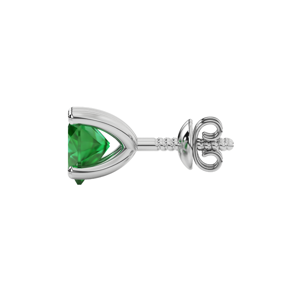 Emerald Green Heart Cut Gemstone Solitaire Stud Earrings in Rose Gold