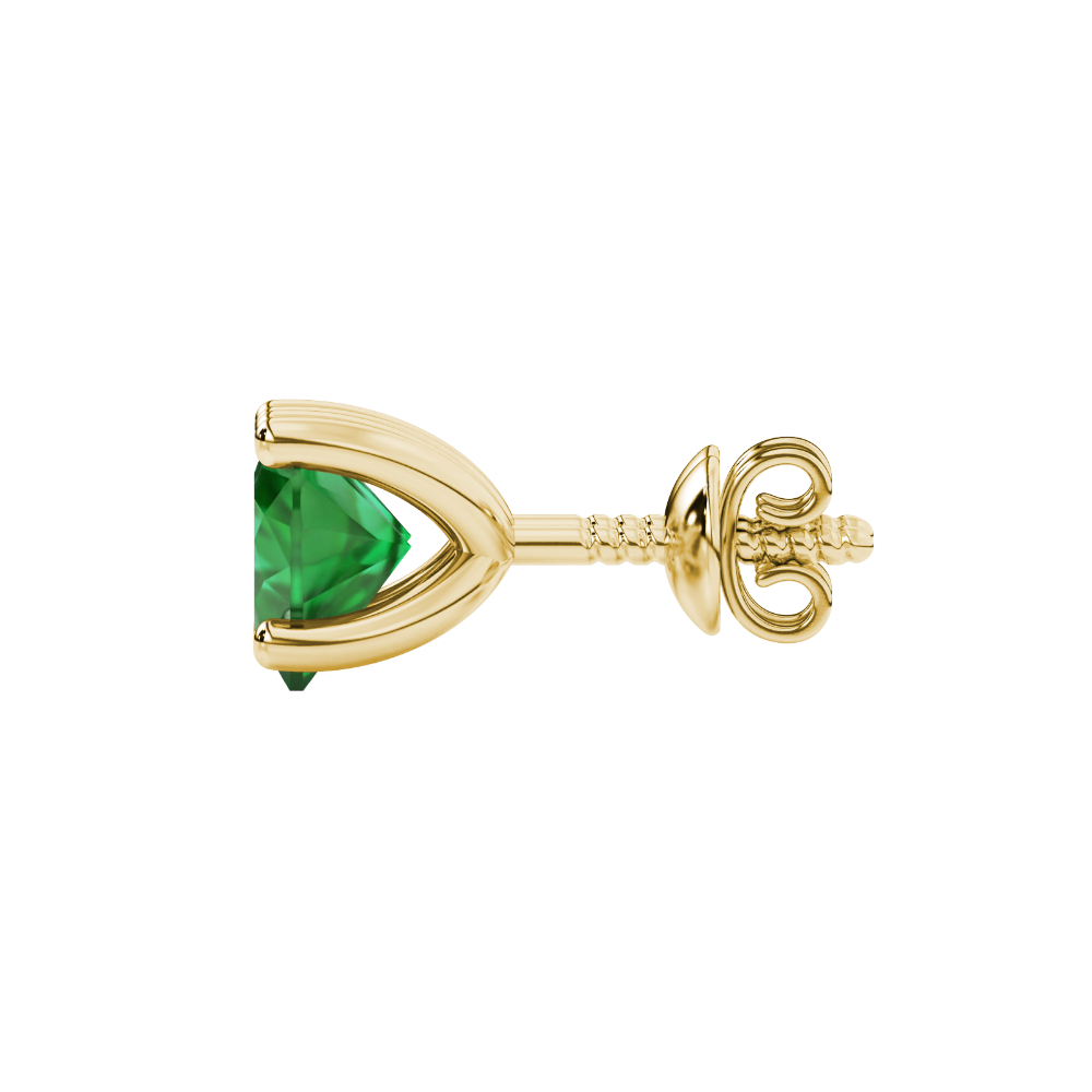 Emerald Green Heart Cut Gemstone Solitaire Stud Earrings in Rose Gold