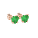 Emerald Green Heart Cut Gemstone Solitaire Stud Earrings in Rose Gold