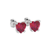 Raspberry Red Heart Cut Gemstone Solitaire Stud Earrings in Yellow Gold