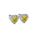 Canary Yellow heart cut gemstone halo stud earrings in yellow gold