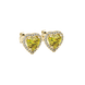 Canary Yellow heart cut gemstone halo stud earrings in yellow gold