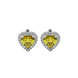 Canary Yellow heart cut gemstone halo stud earrings in yellow gold