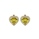 Canary Yellow heart cut gemstone halo stud earrings in yellow gold