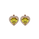 Canary Yellow heart cut gemstone halo stud earrings in yellow gold