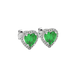 Emerald Green heart cut gemstone halo stud earrings in yellow gold