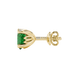 Side view of Emerald Green heart cut gemstone earrings showcasing the yellow gold