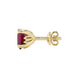 Side view of Raspberry Red heart cut gemstone earrings showcasing the yellow gold