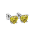 Canary Yellow heart cut gemstone lotus basket halo earrings in white gold