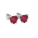 Raspberry Red heart cut gemstone lotus basket halo earrings in white gold