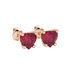 Raspberry Red heart cut gemstone lotus basket halo earrings in rose gold