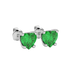 Emerald Green heart cut gemstone lotus basket halo earrings in white gold