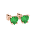 Emerald Green heart cut gemstone lotus basket halo earrings in rose gold