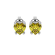 Close-up angled shot of Canary Yellow heart cut pave basket halo earrings in white gold