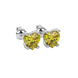 Canary Yellow heart cut gemstone pave basket halo earrings in white gold