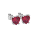 Raspberry Red heart cut gemstone pave basket halo earrings in white gold
