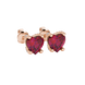 Raspberry Red heart cut gemstone pave basket halo earrings in rose gold
