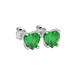 Emerald Green heart cut gemstone pave basket halo earrings in white gold