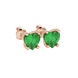 Emerald Green heart cut gemstone pave basket halo earrings in rose gold