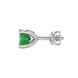 Side profile, white gold emerald green earrings, four-prong gallery.